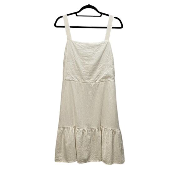 NEW YORK & COMPANY Women's L White Linen Blend Sleeveless Sundress Coastal Beach - Picture 2 of 6